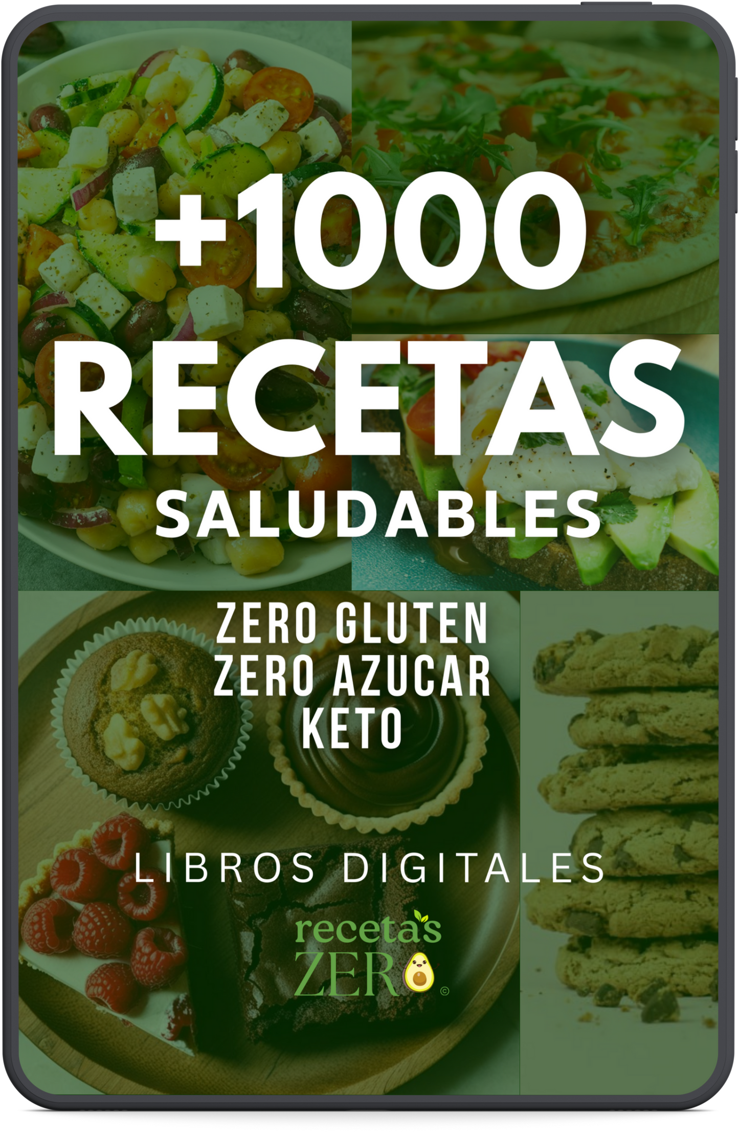 +1000 RECETAS DIGITALES Saludables Zero Gluten Zero Azúcar + BONOS de Regalo!